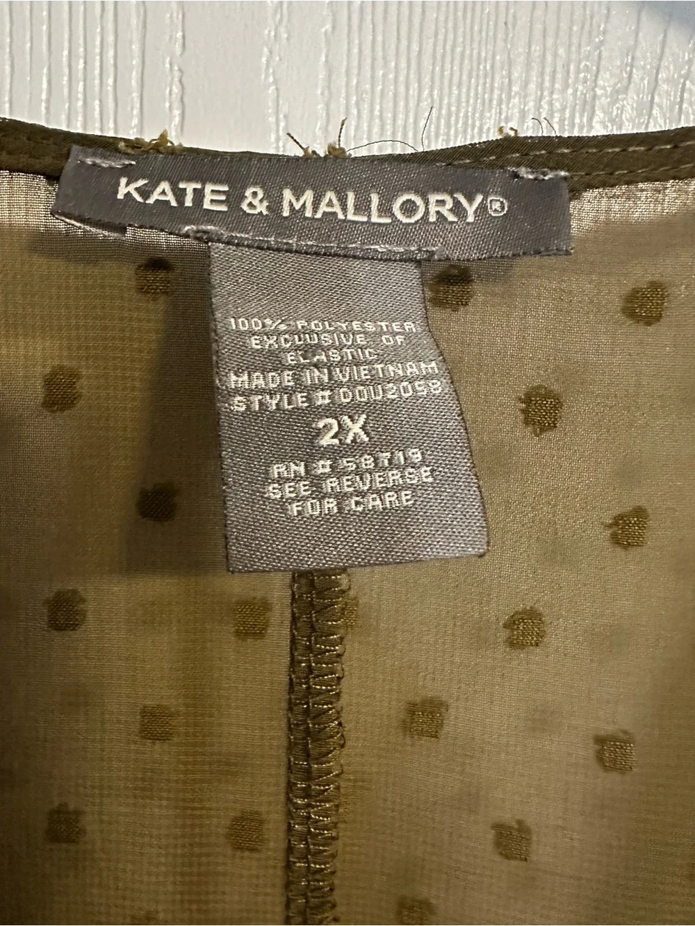 Sheer Olive Green Textured Midi Dress 2X - Picture 5 of 5